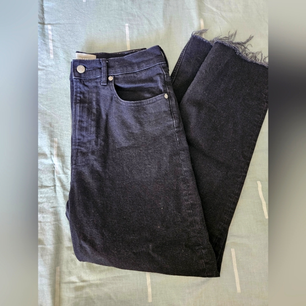 Everlane High-Rise Raw Hem Black Jeans
